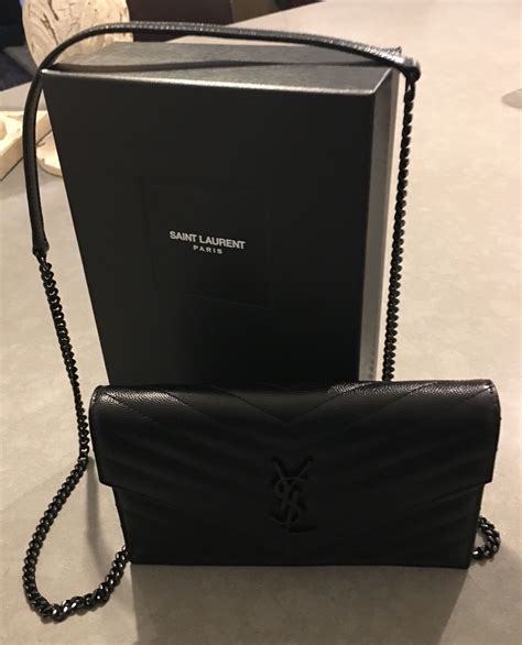 ysl black wallet on chain.